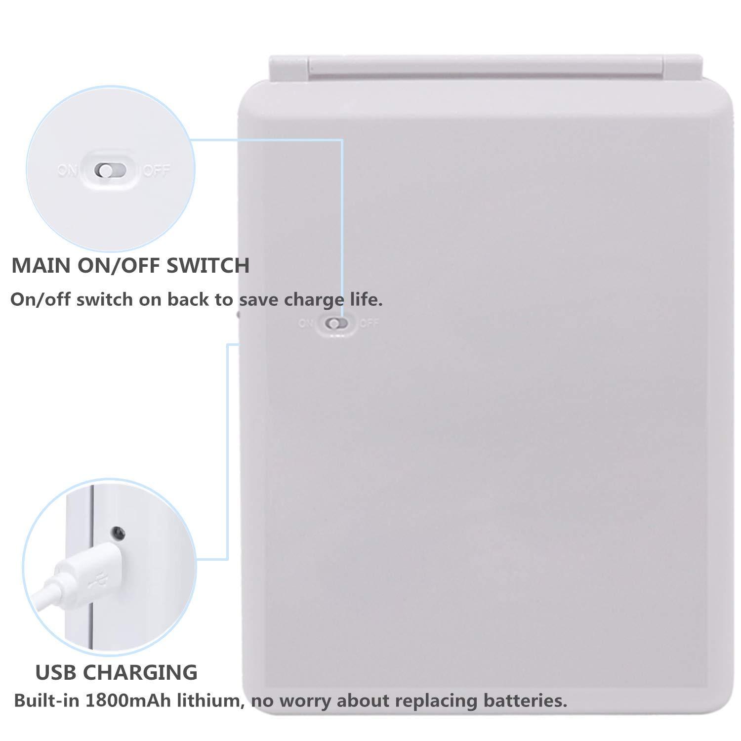 deweisn deweisn Folding Lighted Makeup Mirror with 72 LEDs 3 Colors Light Modes USB Rechargable 1800mA Batteries Portable Ultra Thin Compact Vanity Mirror Dimmable Travel Mirror