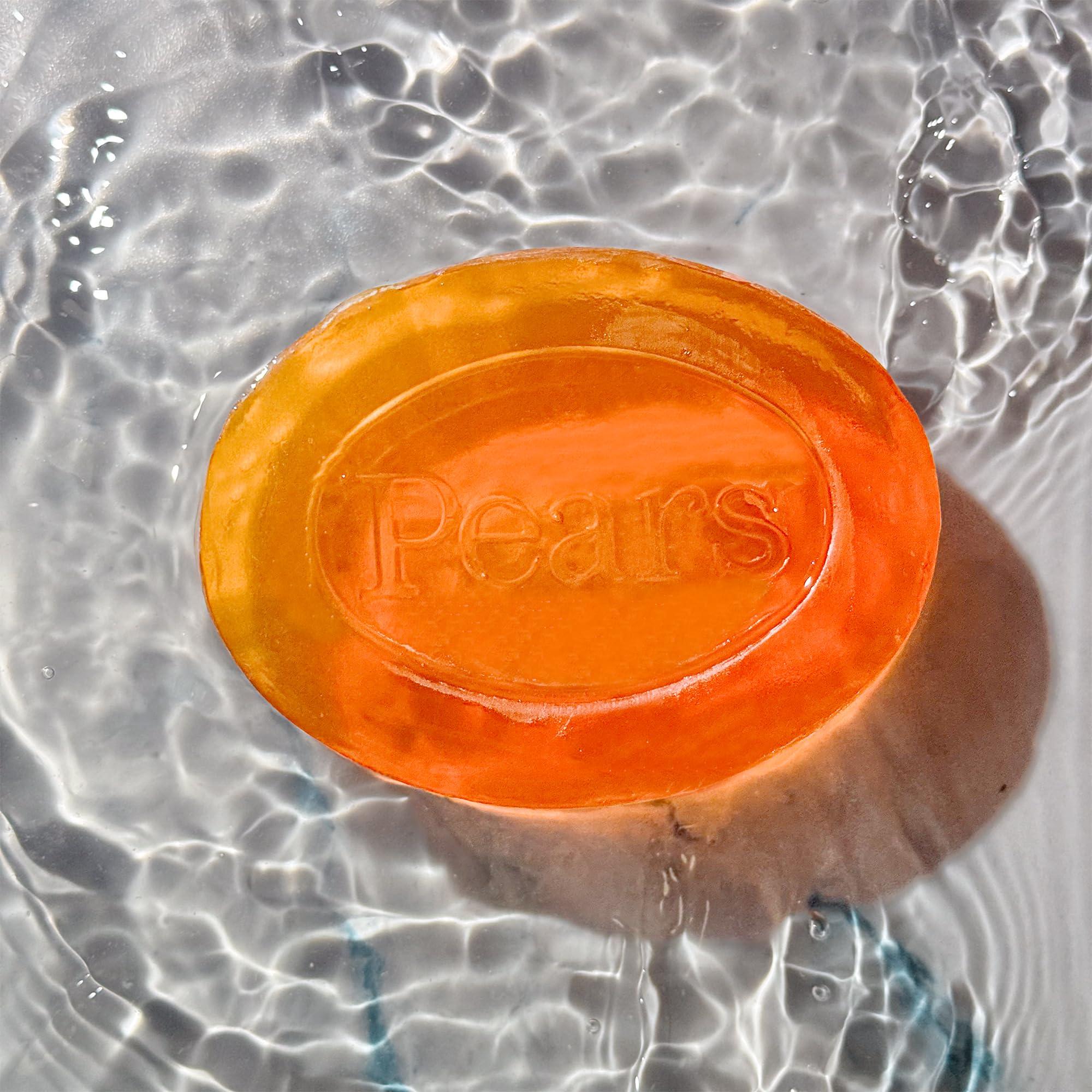 PEARS Pears Soap, Face & Body Soap, Amber Pure & Gentle Transparent Bar Soap, Moisturizing Glycerin Soap with Natural Oils for Pampered, Glowing Skin, 4.4 Oz (Pack of 12)