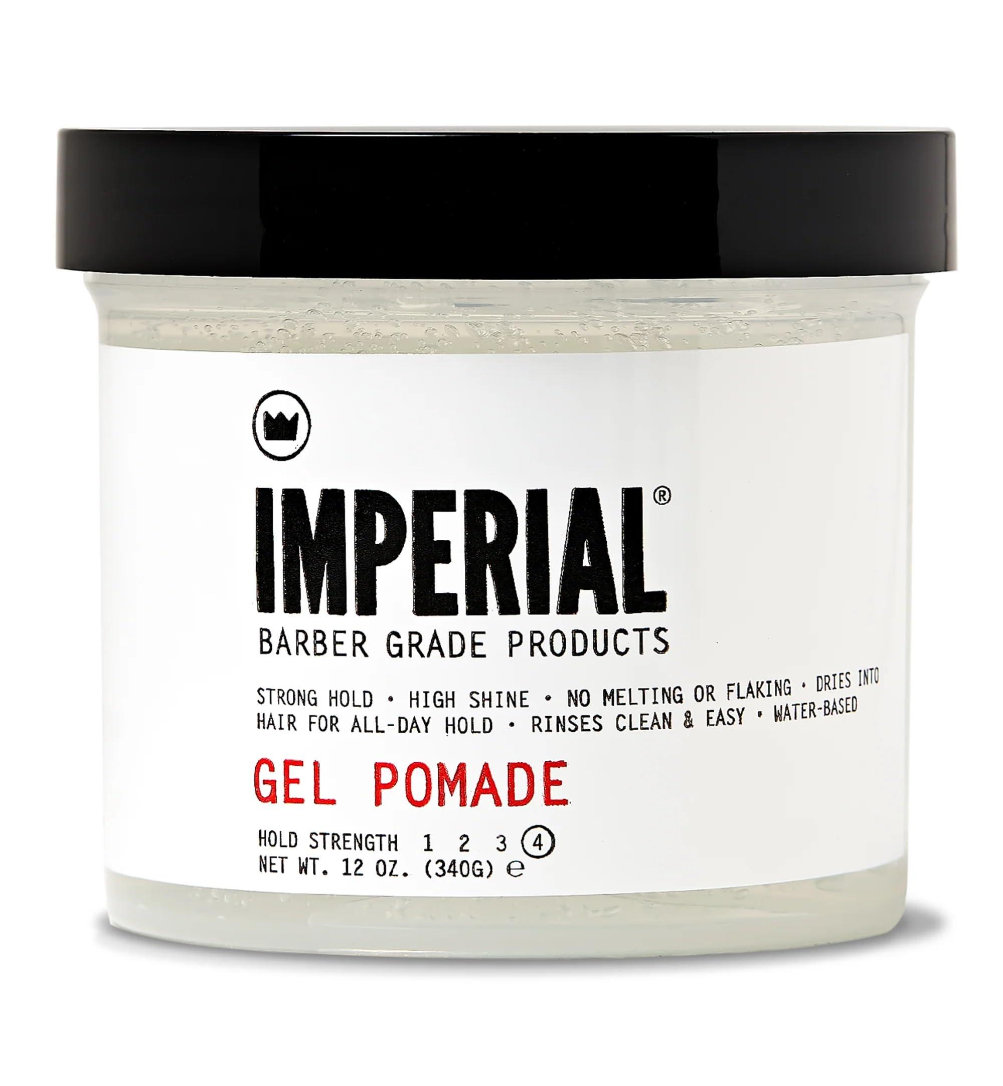 Imperial Barber Imperial Barber Grade Gel Pomade - All Day Strong Hold, No Flaking, Water Based, Reactivatable - Natural Men\'s Hair Styling Product 12oz