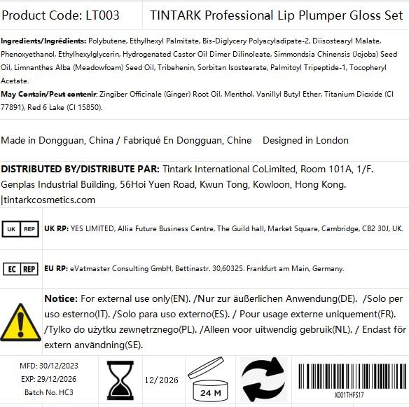 Tintark Lip Plumper Gloss 2 PCS, Natural Lips Plump Plumping Lip Oil, Lip Treatment for Dry Cracked Lips Reduces Lip Lines, Pia Colada Lips Plumpers, Mint &Cucumber Lips Moisturizer