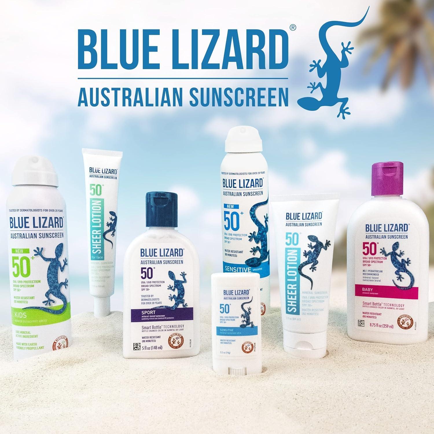BLUE LIZARD BLUE LIZARD Mineral Sunscreen Stick with Zinc Oxide SPF 50+ Water Resistant UVA/UVB Protection Easy to Apply Fragrance Free, Kids, Unscented, 0.5 oz (Pack of 2)