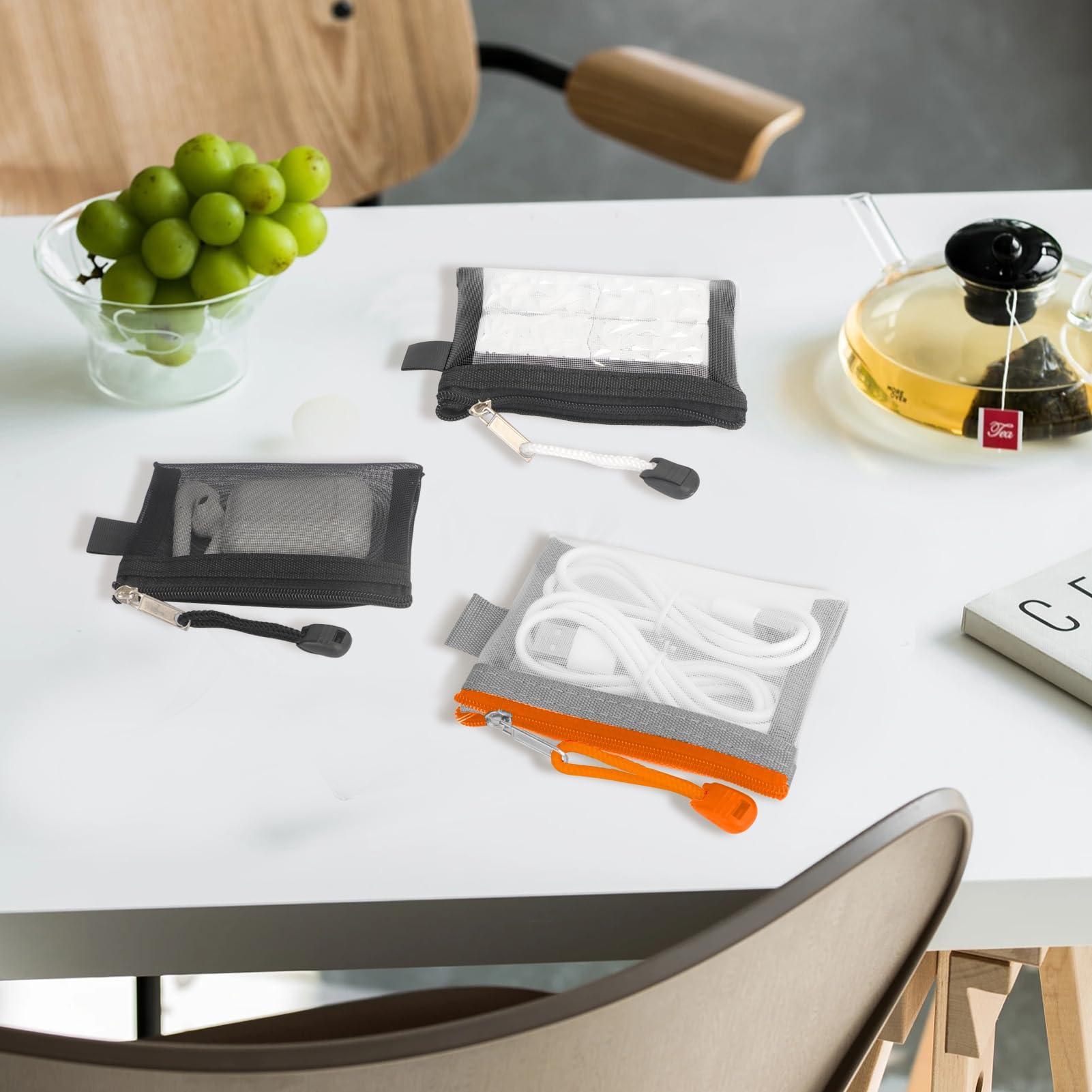 Classycoo Classycoo Mini Zipper Mesh Bags 5 Pack,3\" x 4.3\" Nylon Small Zipper Mesh Pouch Key Holder,Coin Purse,Card Holder, Portable Travel Makeup Cosmetic Mesh Zipper Bags for Lipstick,Earphone (3pack)