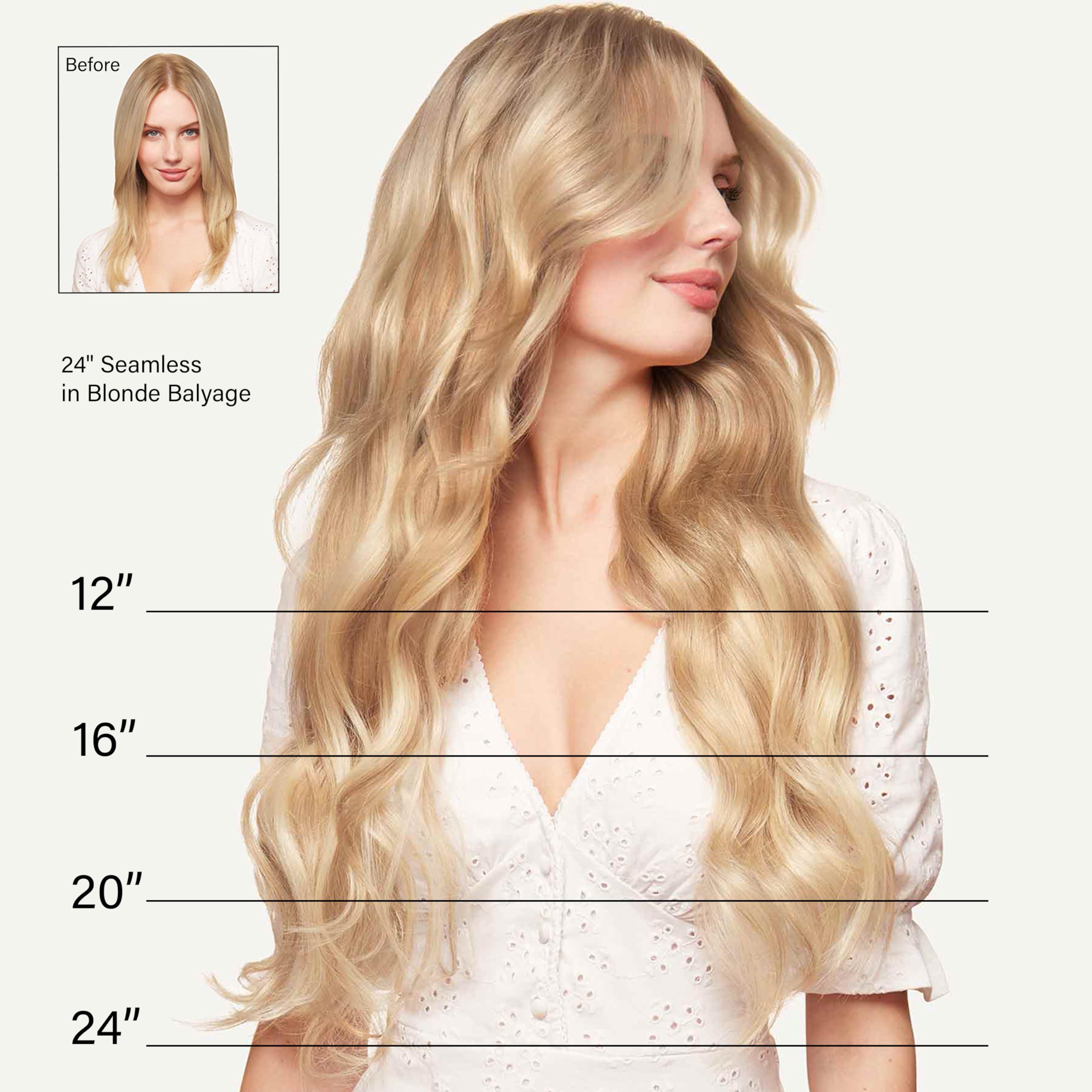 Luxy Luxy Hair 24\" Platinum Blonde Seamless Clip-In Hair Extensions (240 grams) 100% Remy Human Hair, Natural, Discreet, 10-Piece Set, Blends Easily