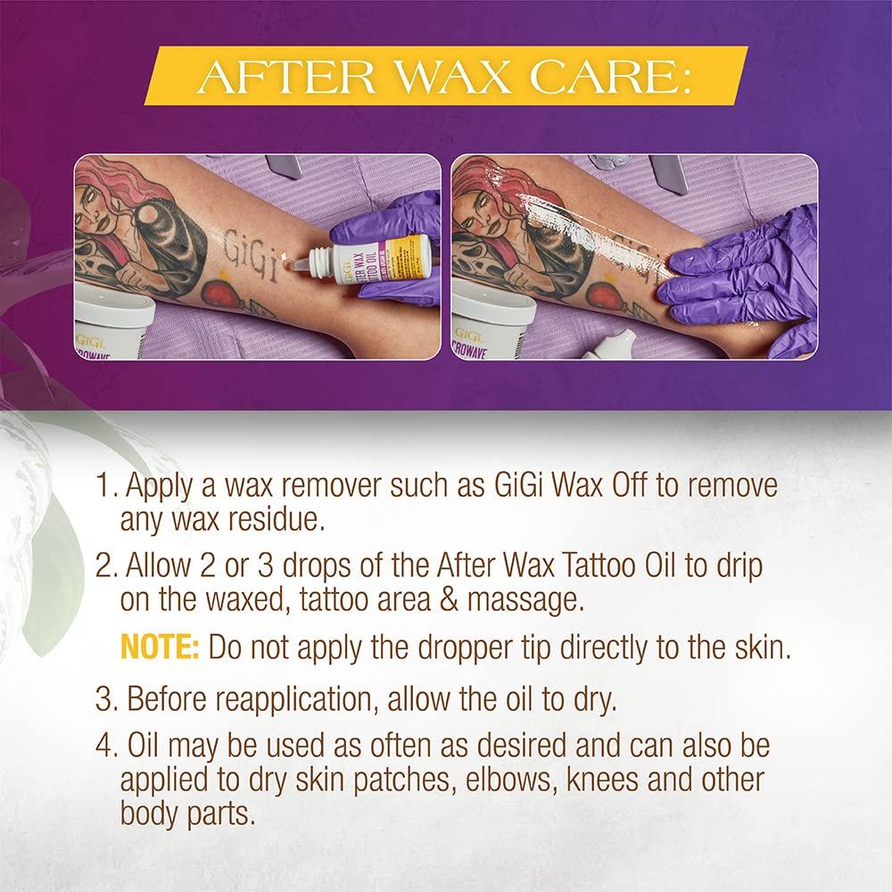GiGi GiGi Microwave Tattoo Hard Wax Kit - Hair Removal Wax for Sensitive Skin & Tattoos, Includes After Wax Oil & Applicators, 8 oz