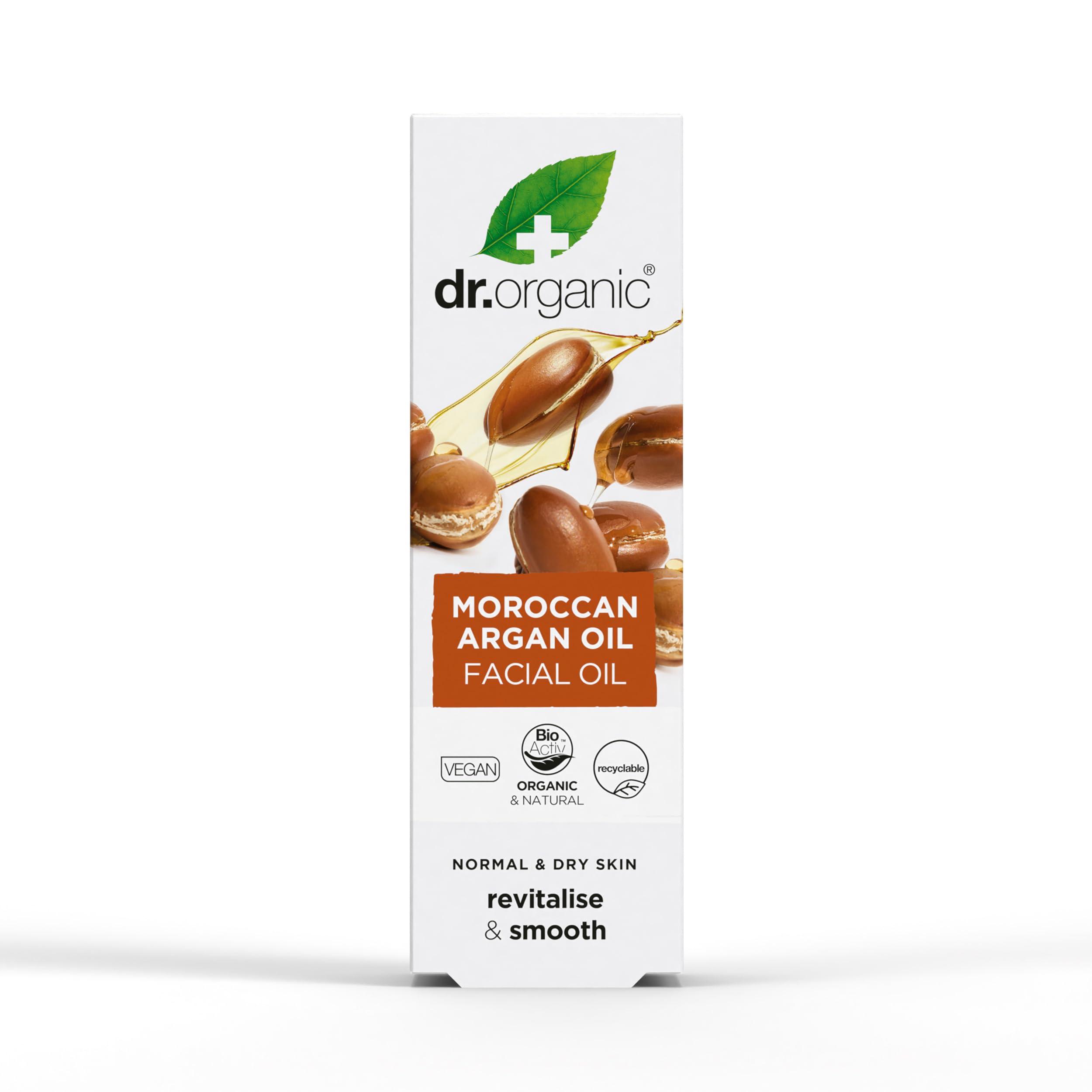 dr.organic Dr. Organic Moroccan Argan Oil Facial Oil | Nourishing for Healthy Aging, Non-Greasy, Smoothes and Replenishes Skin, Natural, Vegan, Certified Organic, 30 mL / 1 fl oz