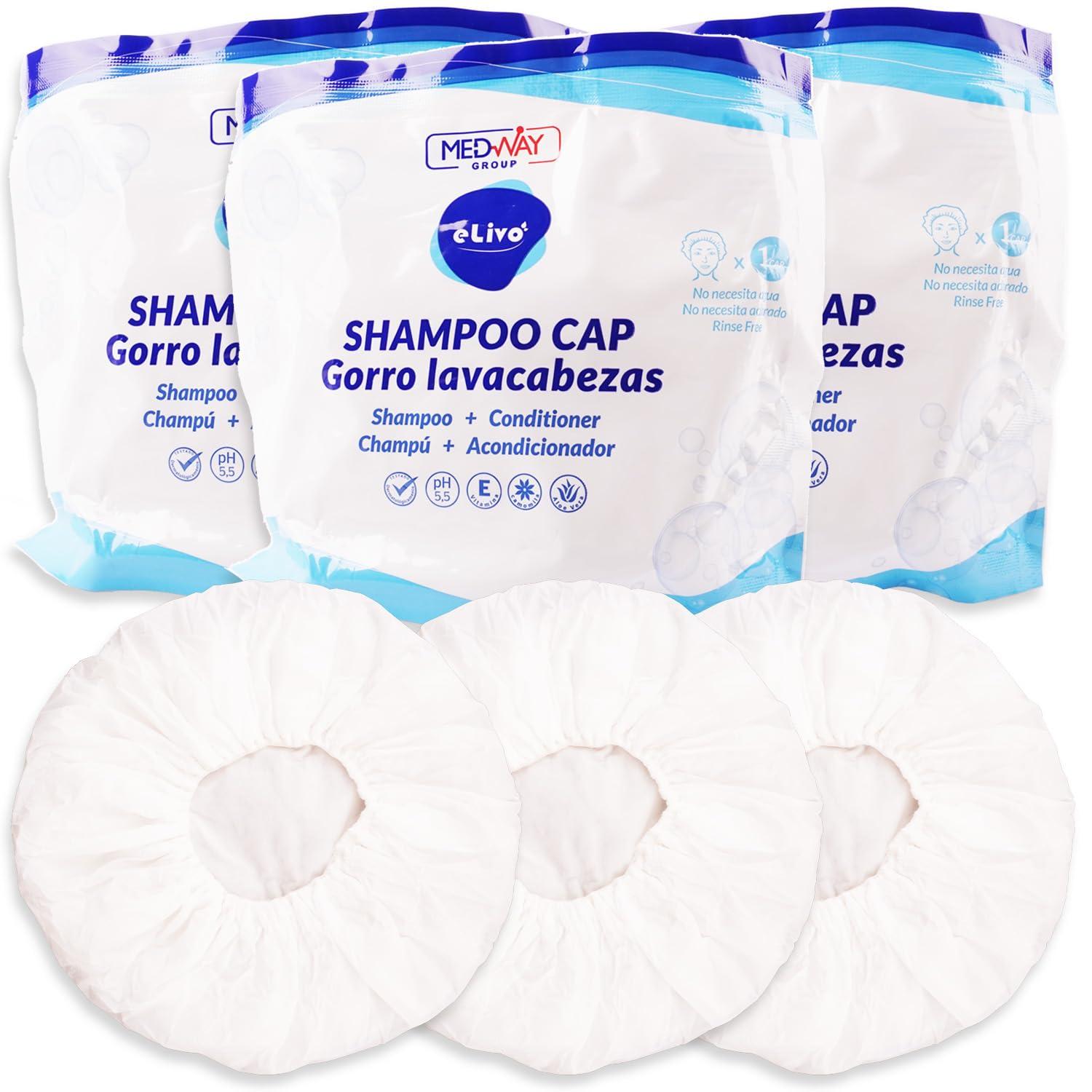 MedVance MedVance No Rinse Shampoo Cap | Rinse Free Shower Cap that Shampoos & Conditions | PH Balanced & Hypoallergenic Waterless Hair Wash | 3 Pack