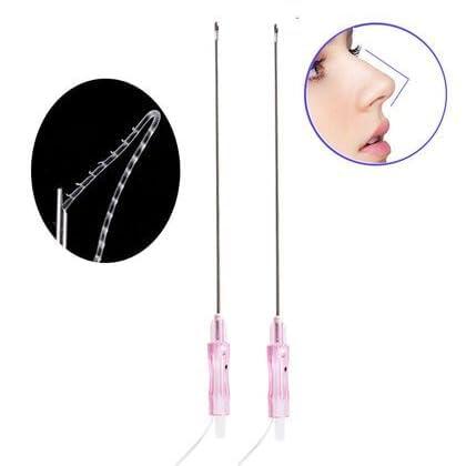 THJNKKJ THJNKKJ Pdo Pcl Cog Threads 18G100MM W-Type 360R Bidirection Cog,Threads for Face Lift, 20pcs (Pdo Cog 18G100mm), Beige