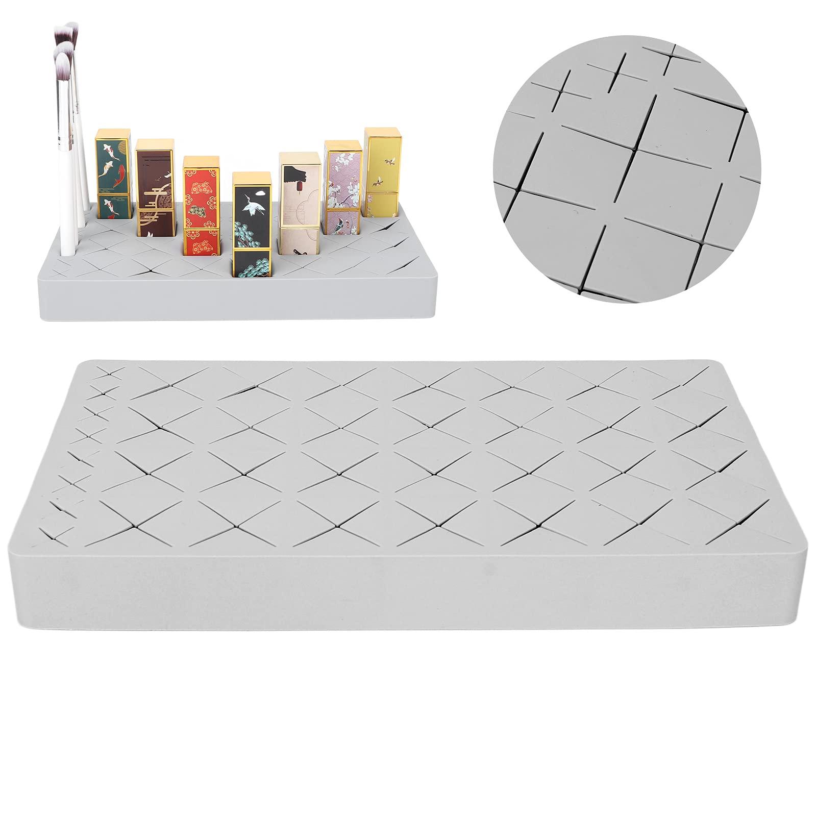 ZJchao Lipstick Storage, Makeup Organizer, Lipstick Holder Beauty Product Storage Box Makeup Storage Organizer Silicone Makeup Cosmetic Display Stand For Crayo Nail Polish(gray)