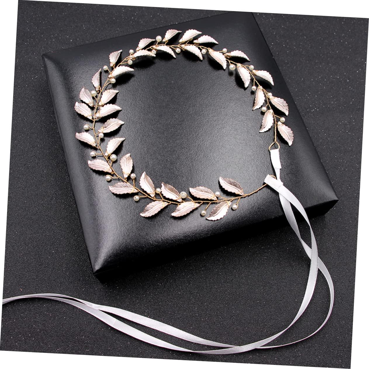 DELURA Gold Headband Hair Bands for Women\'s Hair Hair Ties Women Headdress for Wedding Beautiful Bridal Headwear Bridal Hair Accessories Headgear Golden Leaf Metal Miss