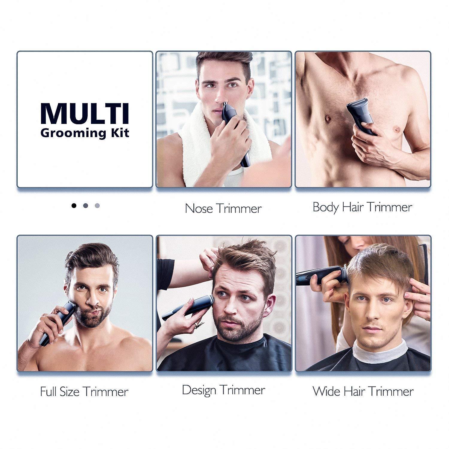 Hatteker Hatteker Mens Hair Clipper Beard Trimmer Grooming kit Hair Trimmer Mustache Trimmer Body Groomer Trimmer for Nose Ear Facial Hair Cordless Waterproof 5 in 1