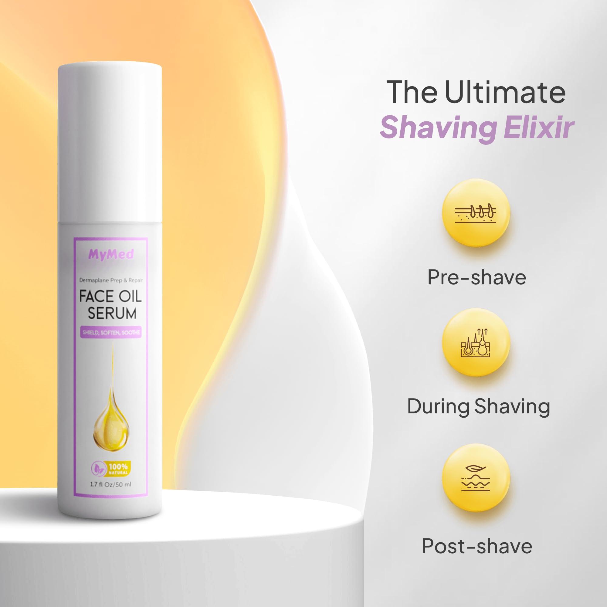 MyMed Dermaplaning Oil & Stainless Steel 10R Blades Dermaplaning 10R Pack of 200 Dermaplaning Blades 10r,+ Dermaplane Oil for Smooth Razor Glide, with Squalene & Vitamin E, Face Oil for Dermaplaning Oil