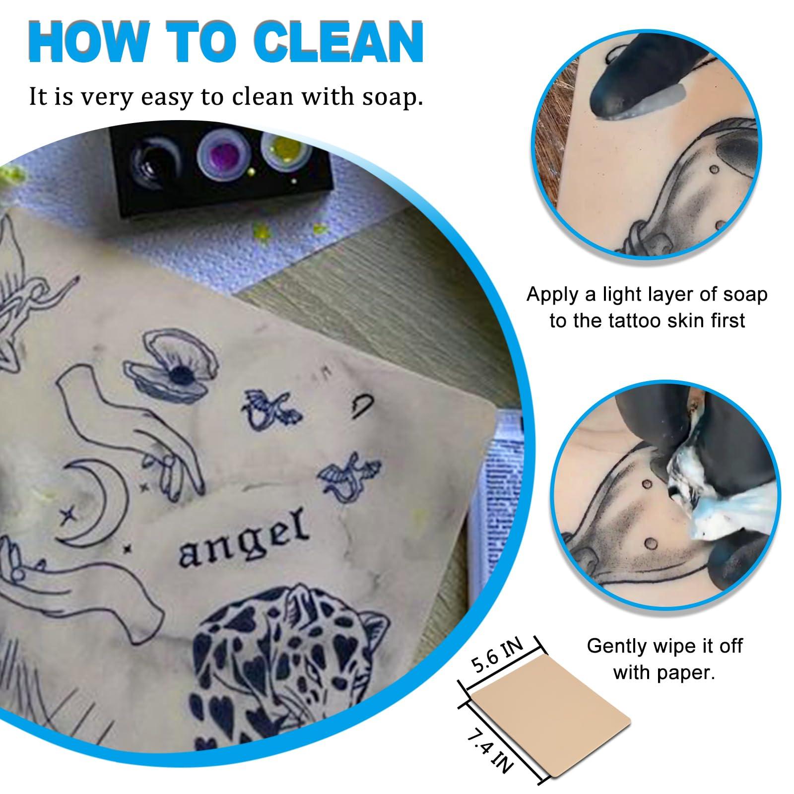 Emalla Emalla 3mm Tattoo Skin with Transfer Paper - 33Pcs Tattoo Stencil Paper and Skin Practice Kit Including 13Pcs Soft Tattoo Fake Skin and 20Pcs Tattoo Transfer Paper for Beginners or Artists Tattoo Kit