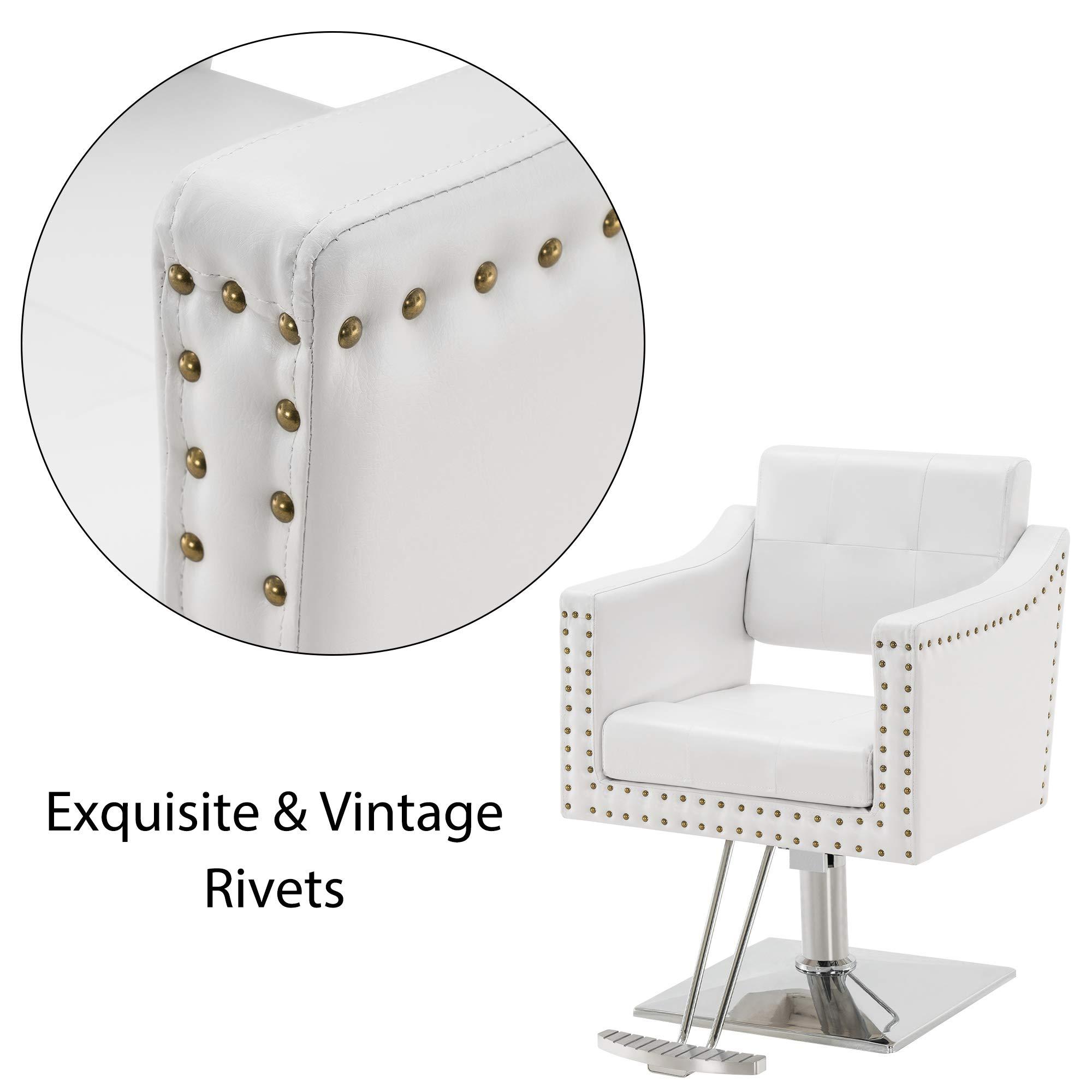 BarberPub BarberPub Salon Chair for Hair Stylist, Hydraulic Barber Styling Chair, Beauty Spa Equipment 8813 (6" Seat Height Adjustment) (White)