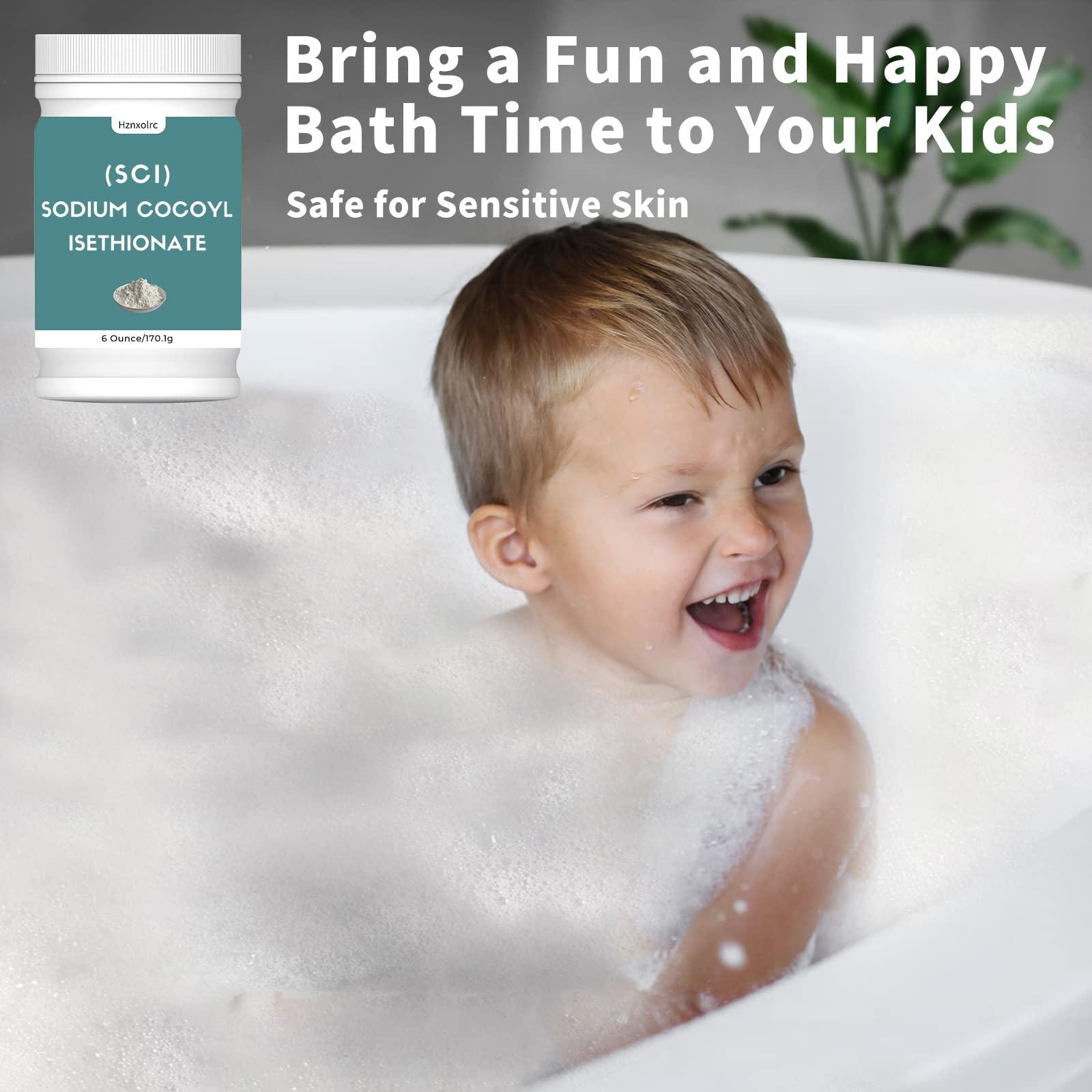 Hznxolrc 6 oz Sodium Cocoyl Isethionate, Premium Sodium Cocoyl Isethionate (SCI) Powder, Amazing Bubbles, Gentle on Skin, Biodegradable, Suitable for Making Bath Bombs, Bath Truffles and More