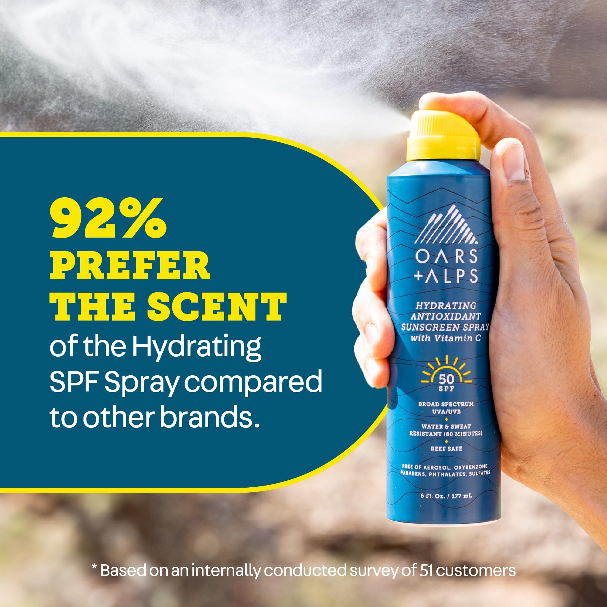 Oars + Alps Oars + Alps Hydrating SPF 30 Sunscreen Spray, Infused with Vitamin C and Antioxidants, Water and Sweat Resistant, 6 Oz, 2 Pack