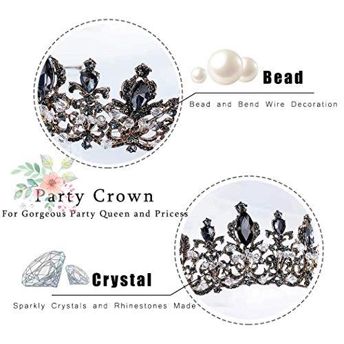 Catery Catery Black Baroque Crowns and Tiaras Crystal Rhinestones Bride Wedding Queen Crowns for Women and Girls Decorative Princess Tiaras Hair Accessories for Prom