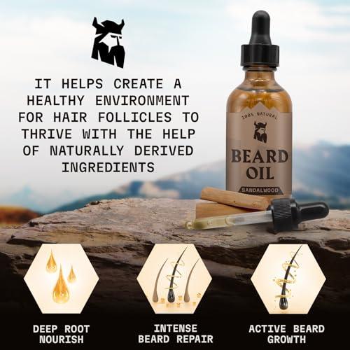 Striking Viking Striking Viking Scented Beard Oil Conditioner for Men - Natural Organic Formula with Tea Tree, Argan and Jojoba Oils - Softens, Smooths, and Strengthens Beard Growth (2 Fl Oz (Pack of 1), Sandalwood)