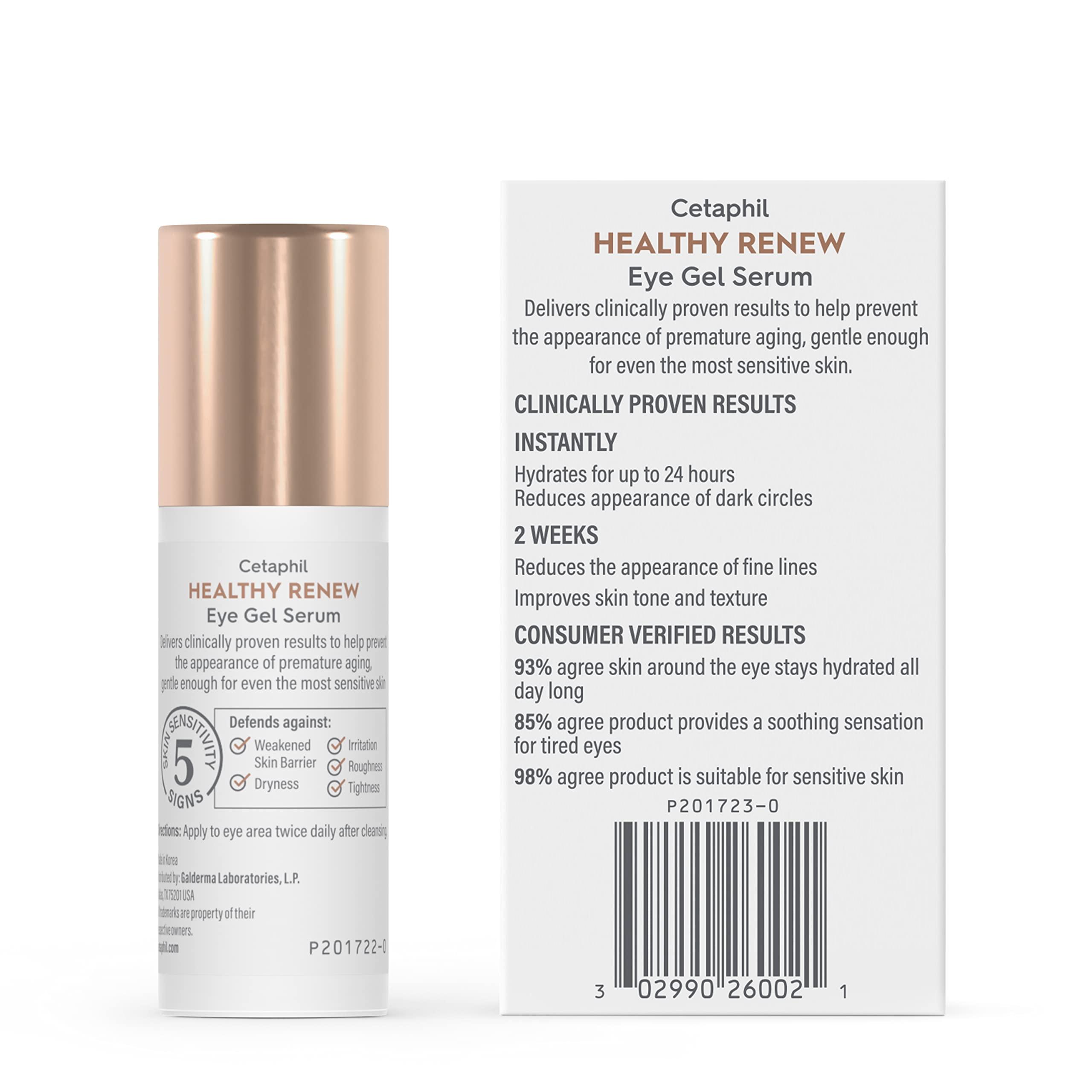 Cetaphil Cetaphil Healthy Renew Hydrating Eye Gel Serum 0.5 Oz, 24Hr Under Eye Cream for Anti Aging, Reduces the Appearance of Dark Circles and Wrinkles, Retinol Alternative Peptide Serum, For Sensitive Skin