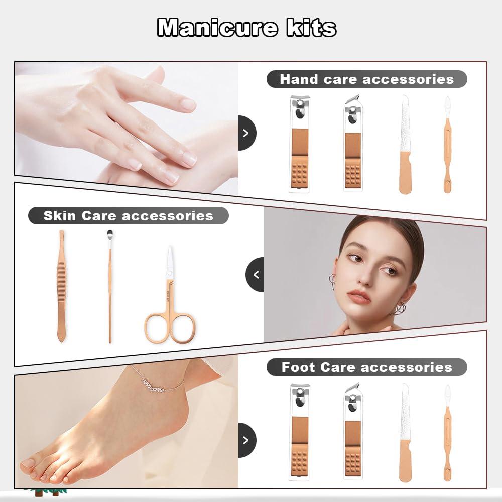 Vilnadu Manicure Kit Easter Basket Stuffers for Teens - Manicure Set, Nail Clippers Kit, 7 Pcs Manicure and Pedicure Kit, Black Nail Care Kit Easter Gifts for Men Teens Boys Dad Boyfriend Father Women Mom