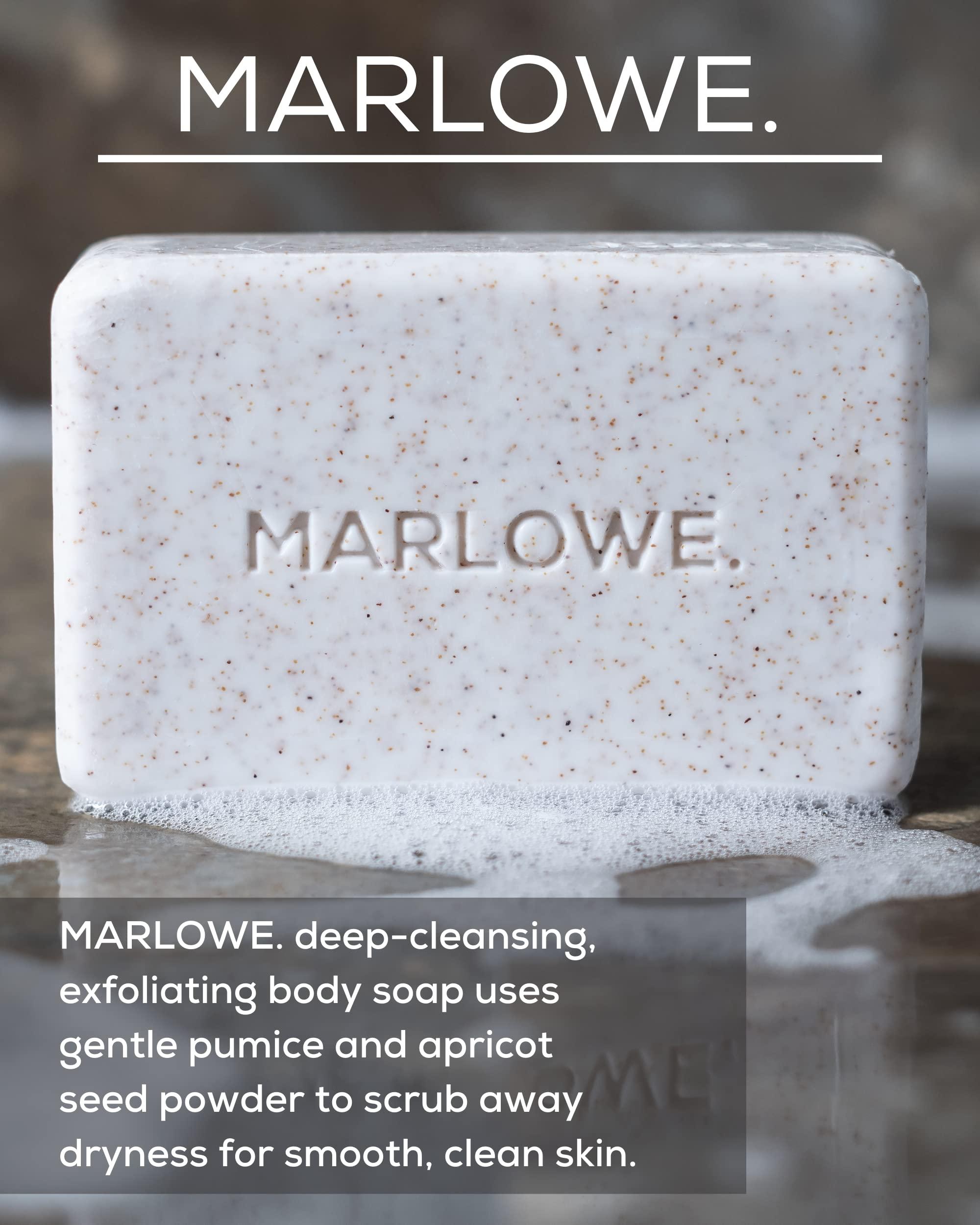 MARLOWE. M BLEND MARLOWE. No. 102 Men\'s Body Scrub Soap 7 oz, Fresh Original Woodsy Scent, Best Exfoliating Bar for Men, Made with Natural Ingredients, Apricot Seed Powder, Shea Butter, Olive Oil, Green Tea Extracts