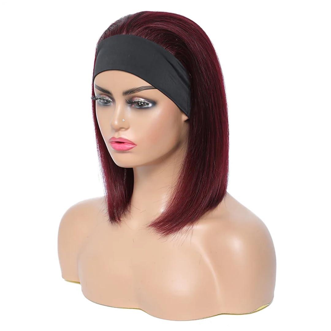 Hcclijo Hcclijo Straight Headband Wig Short Bob Human Wig Straight Headband Women\'s Brazilian Remy Wig Fully Machined Wig