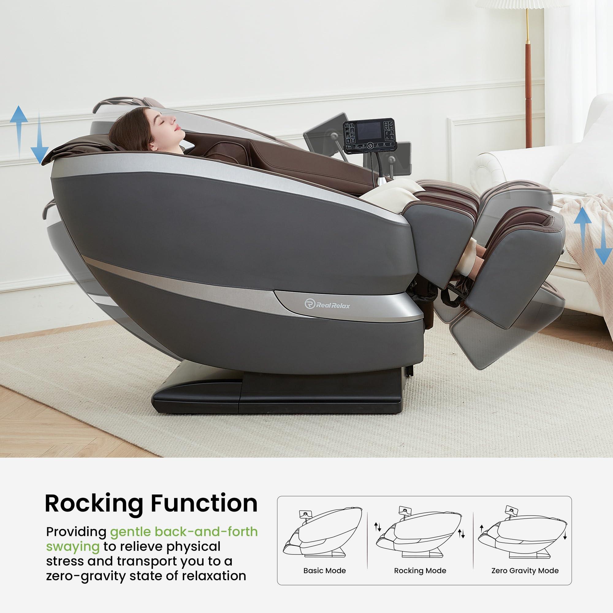 Real Relax Real Relax Massage Chair Full Body of Dual-core S Track, 12 Auto Modes, Back and Calves Heating, Zero Gravity Massage Recliner Chair, FS01 Brown