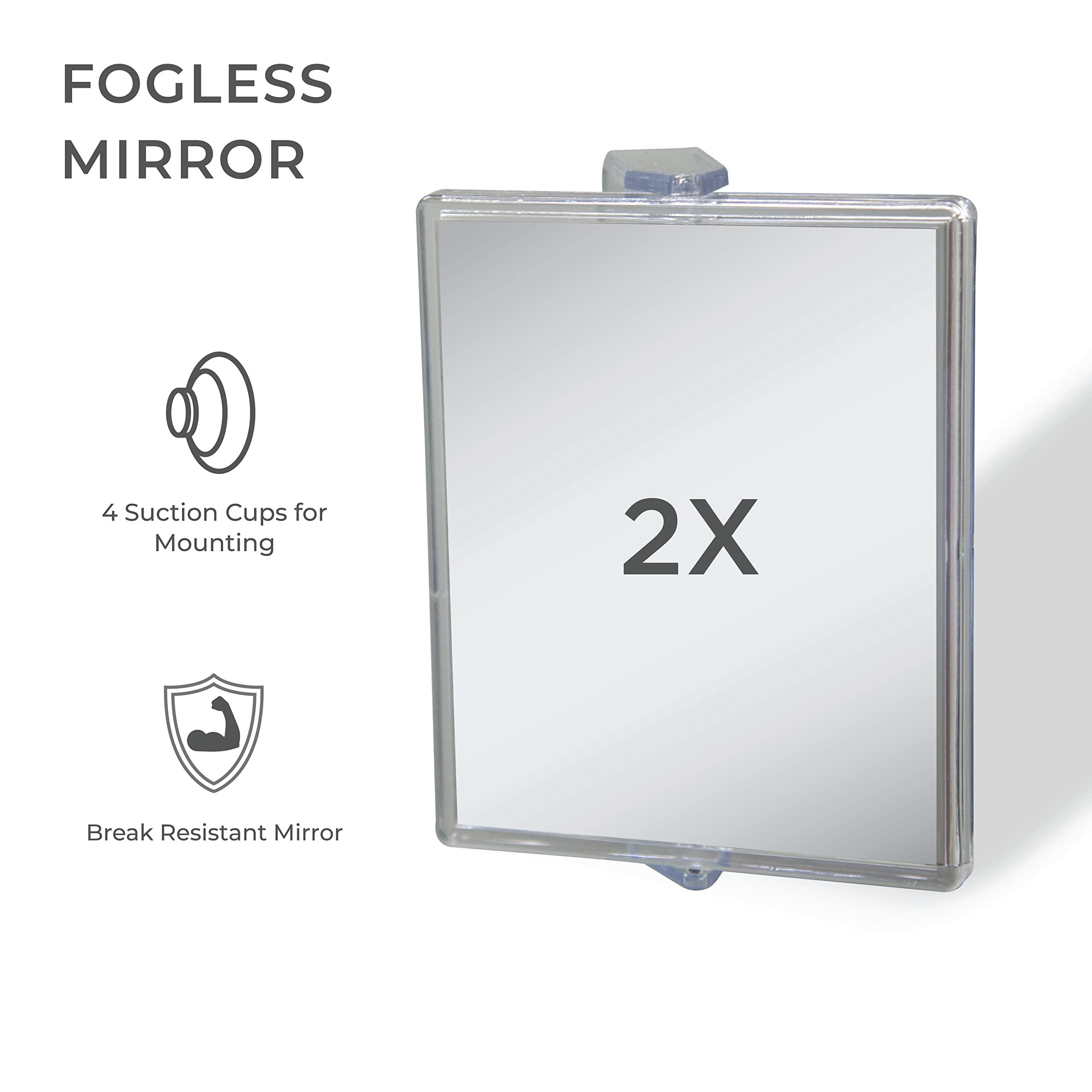 Zadro Zadro 2X Mag Z Fogless Swivel Shower Mirror with Dual Suction Cup, 6-Inch,Clear Acrylic,7" x 5.75" / 2X,ZM05
