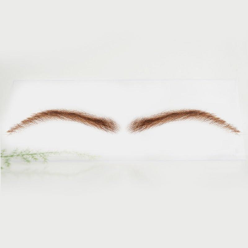 AIRAO AIRAO Swiss Lace Base Human Hair Eyebrows 1 Pair Style 4#4(Dark Brown Color)