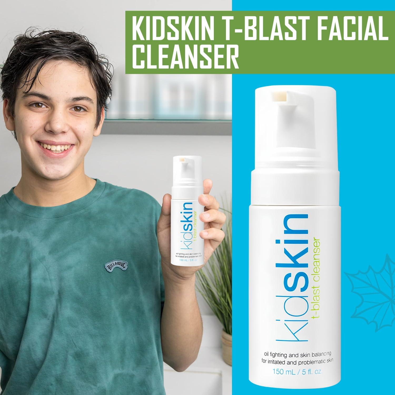 Kidskin Kidskin T-Blast Facial Cleanser, Gentle Face Wash with Tea Tree Oil, Spot Skin Care for Kids and Teens, Non-Drying Natural Cleanser for Oily or Dry, Acne-Prone Skin, 150 ml 5.0 fl oz.