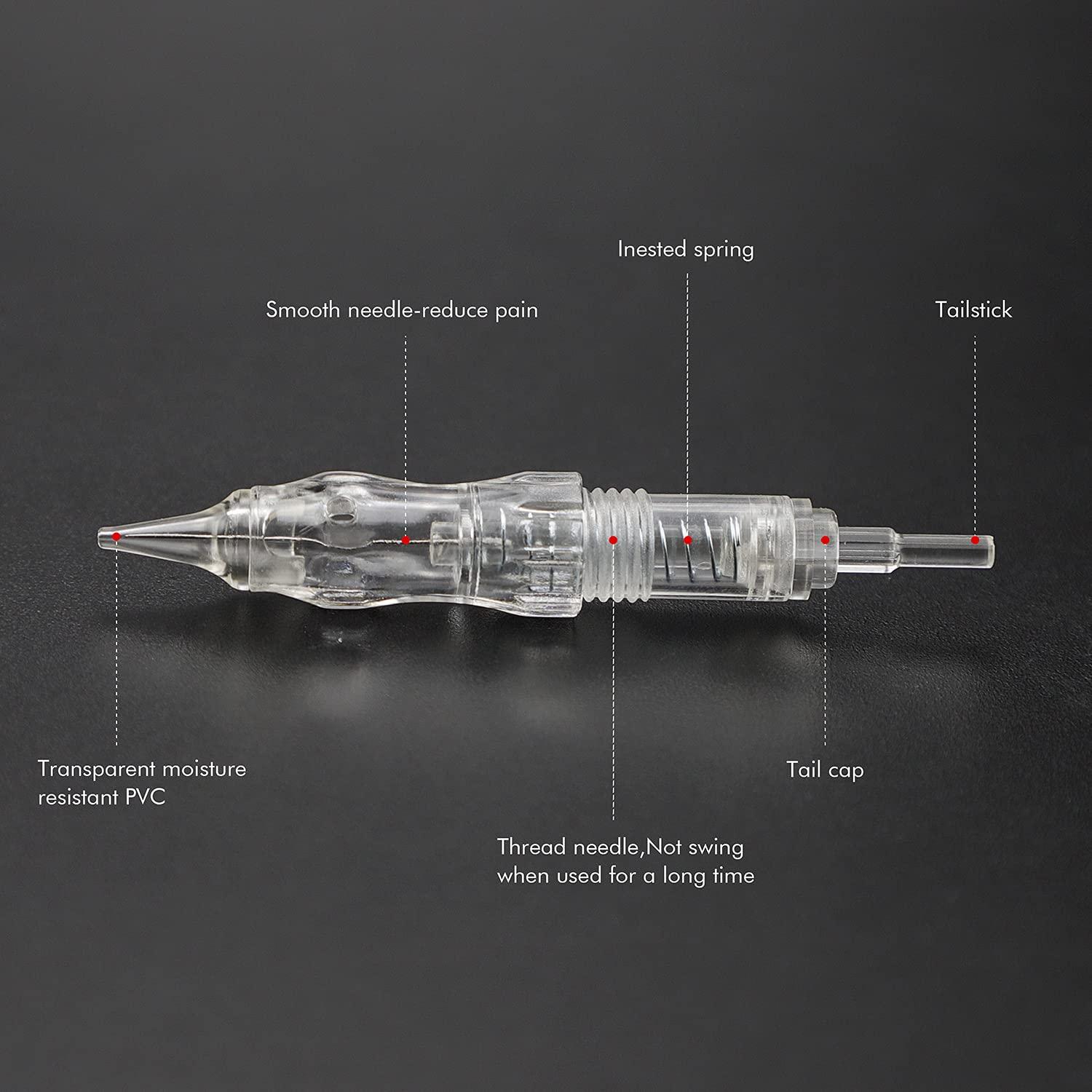 BIOMASER Cartridge Needles – BIOMASER 10PCS Sterilized Permanent Makeup Cartridge Needles Screw Thread Tattoo Needle for Permanent Makeup Machine Tattoo Pen for Eyebrow Eyeliner Lip Contour(1R-0.18MM)