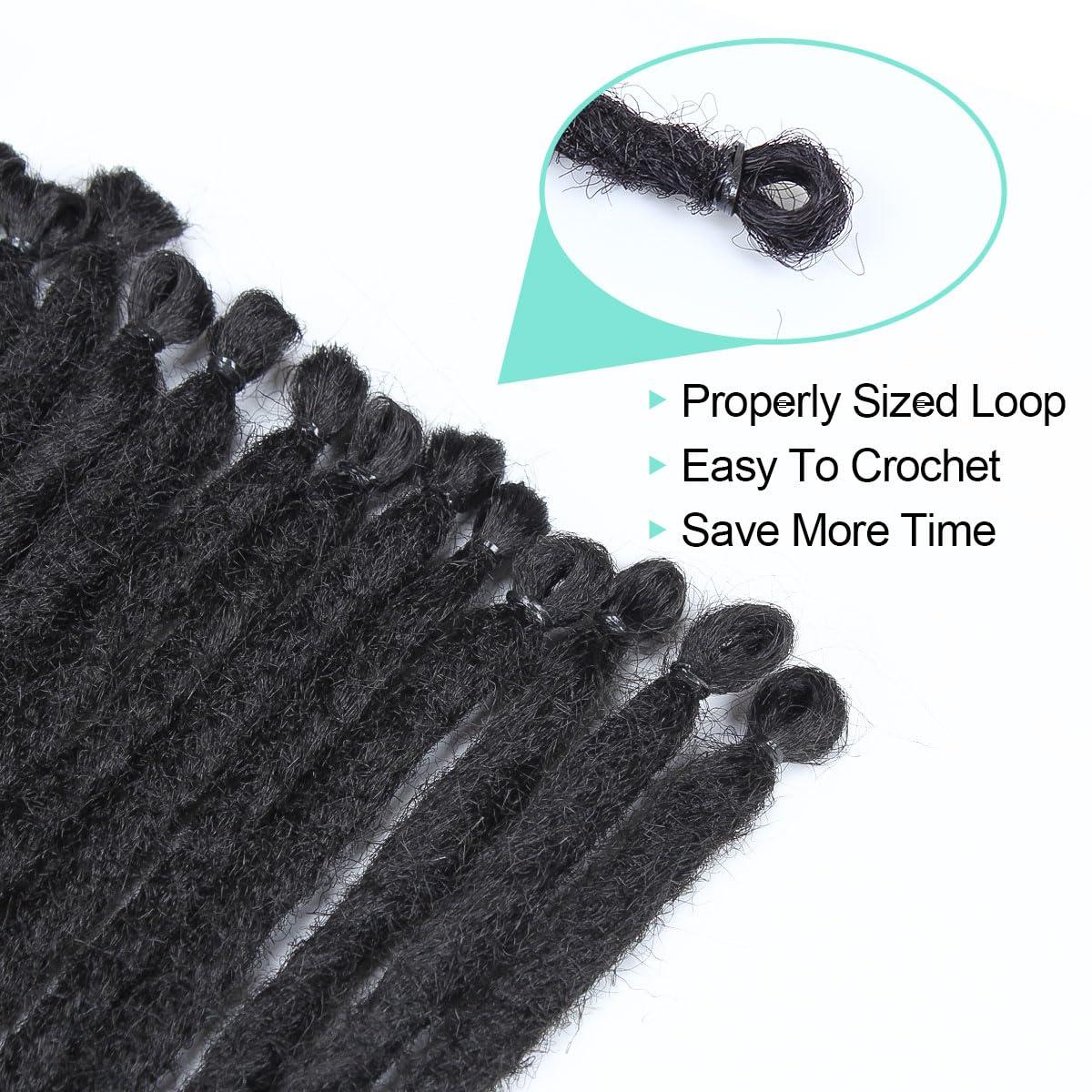 POUWENEY Pouweney 20 Strands Thick Dreadlock Extensions, 24Inch Straight Black Synthetic Crochet Dreads Extensions Hip Hop Style For Women and Man(1cm Width)