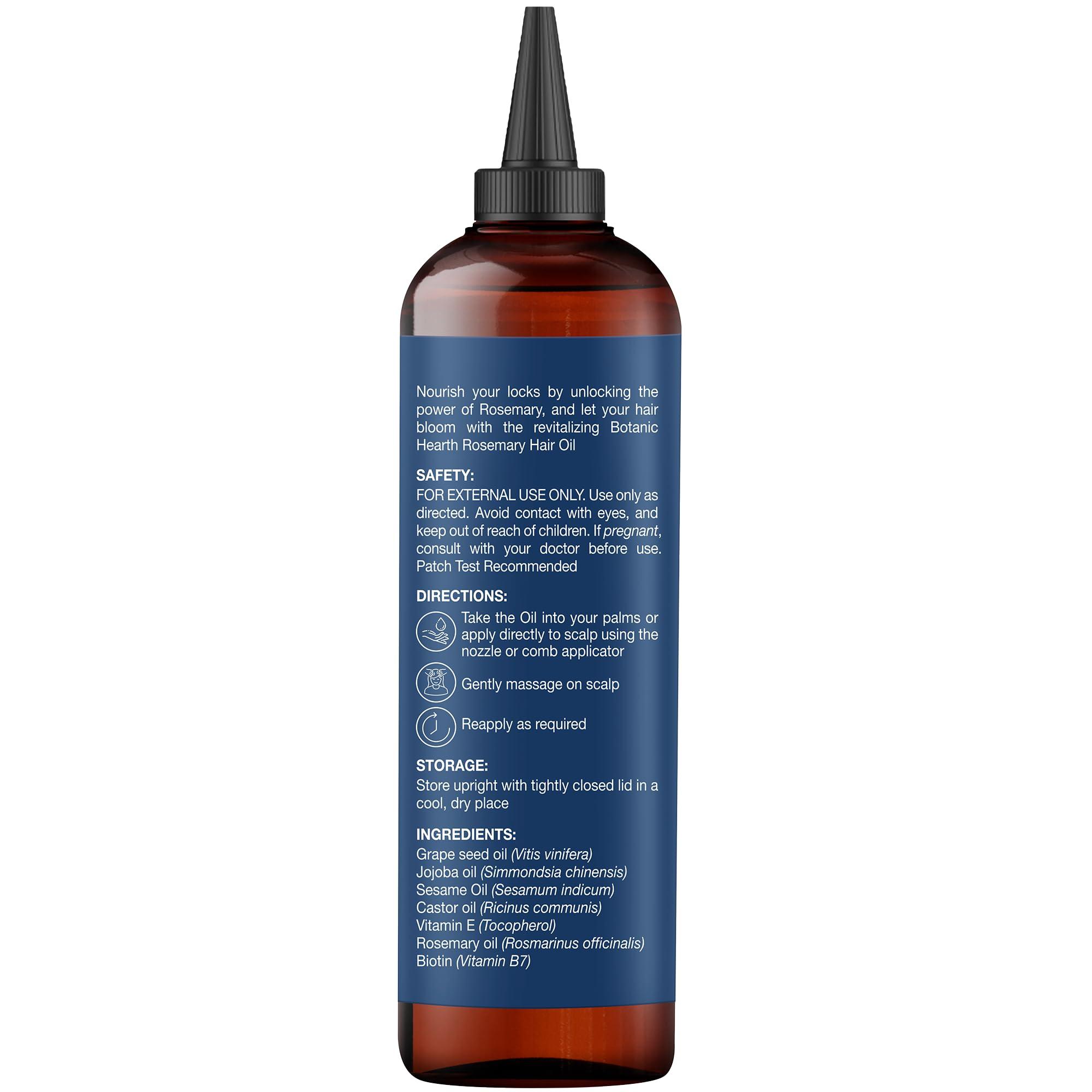 Botanic Hearth Botanic Hearth 100% Pure Rosemary Oil For Hair Growth (6.7 fl oz) Infused With Biotin, Jojoba & castor Oil | Hair strengthening Treatment | Nourishing & Volumizing | Non GMO Verified