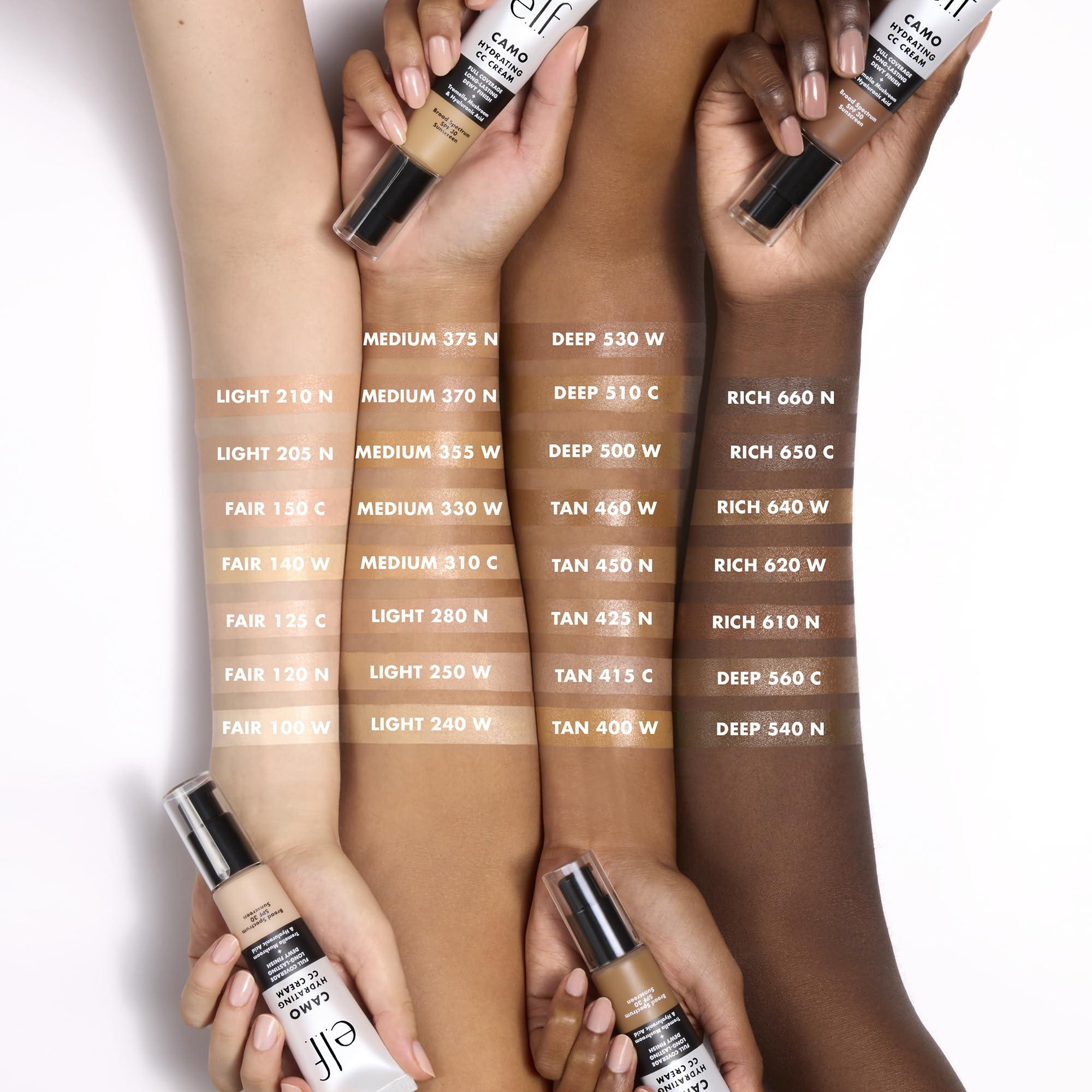 e.l.f. e.l.f. Hydrating Camo CC Cream, SPF 30, Color Correcting Full Coverage Foundation For A Dewy Finish, Vegan & Cruelty-Free, Medium 330 W