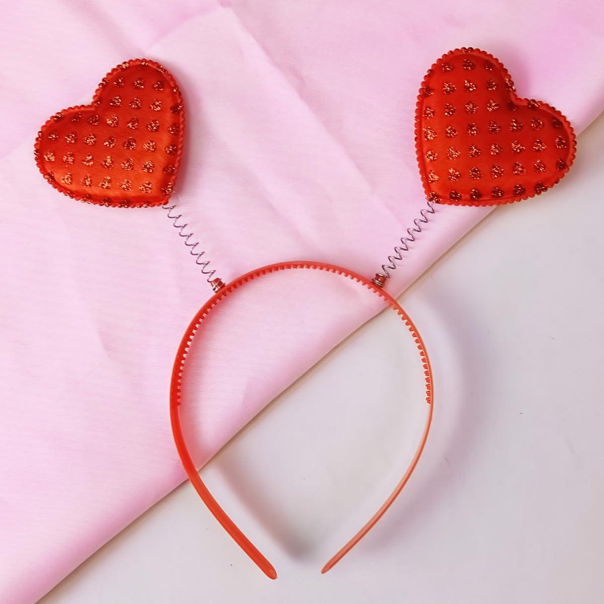 XIELIME 1PCS Valentine\'s Day Headband Red Heart Headband Glitter Heart Shaped Hair Band Love Hair Hoop Sequin Head Bopper Hair Accessories for Women Girls Valentines New Year Party Wedding Birthday Gift