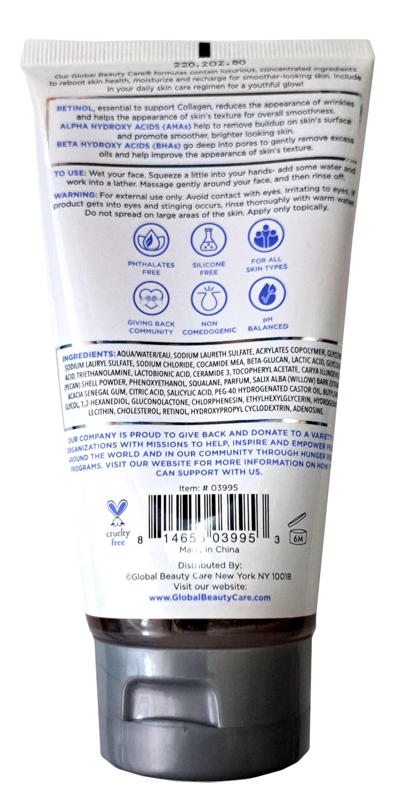 Global Beauty Care Global Beauty Care - Detoxifying Facial Scrub - Retinol, AHAs & BHAs Brighten, Exfoliate Smooth 5fl oz