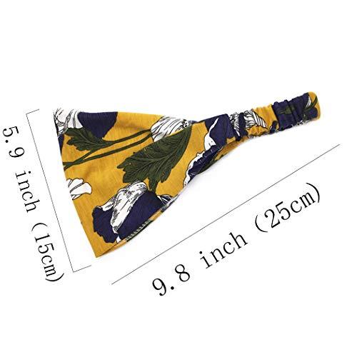 Bohend Bohend 10 Pack Boho Headbands Wide Flower Hair Band Boho Bandeau Stretchy Athletic Daily Use Hair Accessories for Women and Girls (E)