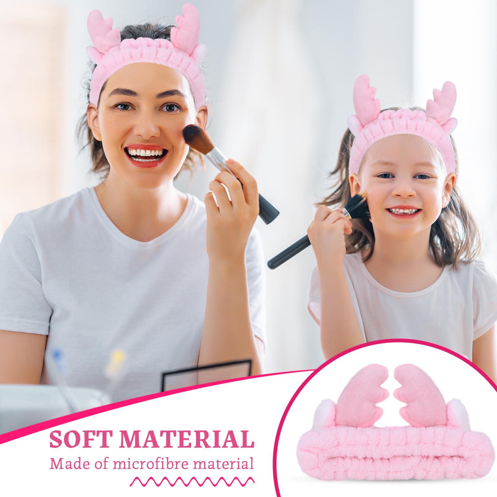 Jowmoy Jowmoy Cute Pink antlers Headband, Headband to Wash Face for Women Makeup Shower Spa Headband
