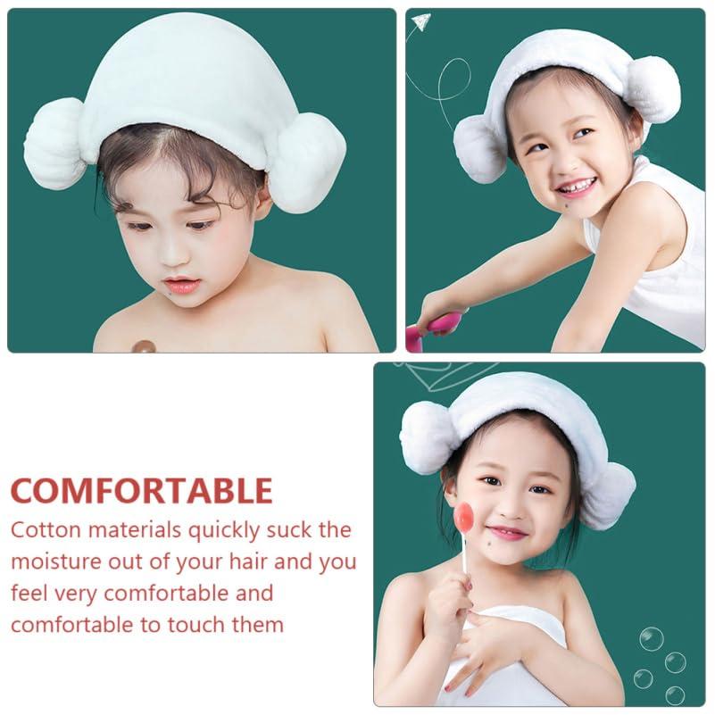 BIUDECO BIUDECO Quick Drying Hair Wrap for Boy Girl Cotton Hair Towel Hat with Heart Pattern Absorbent Hair Turban for Boy Girl Soft Cloth Hair Drying Towel Cap
