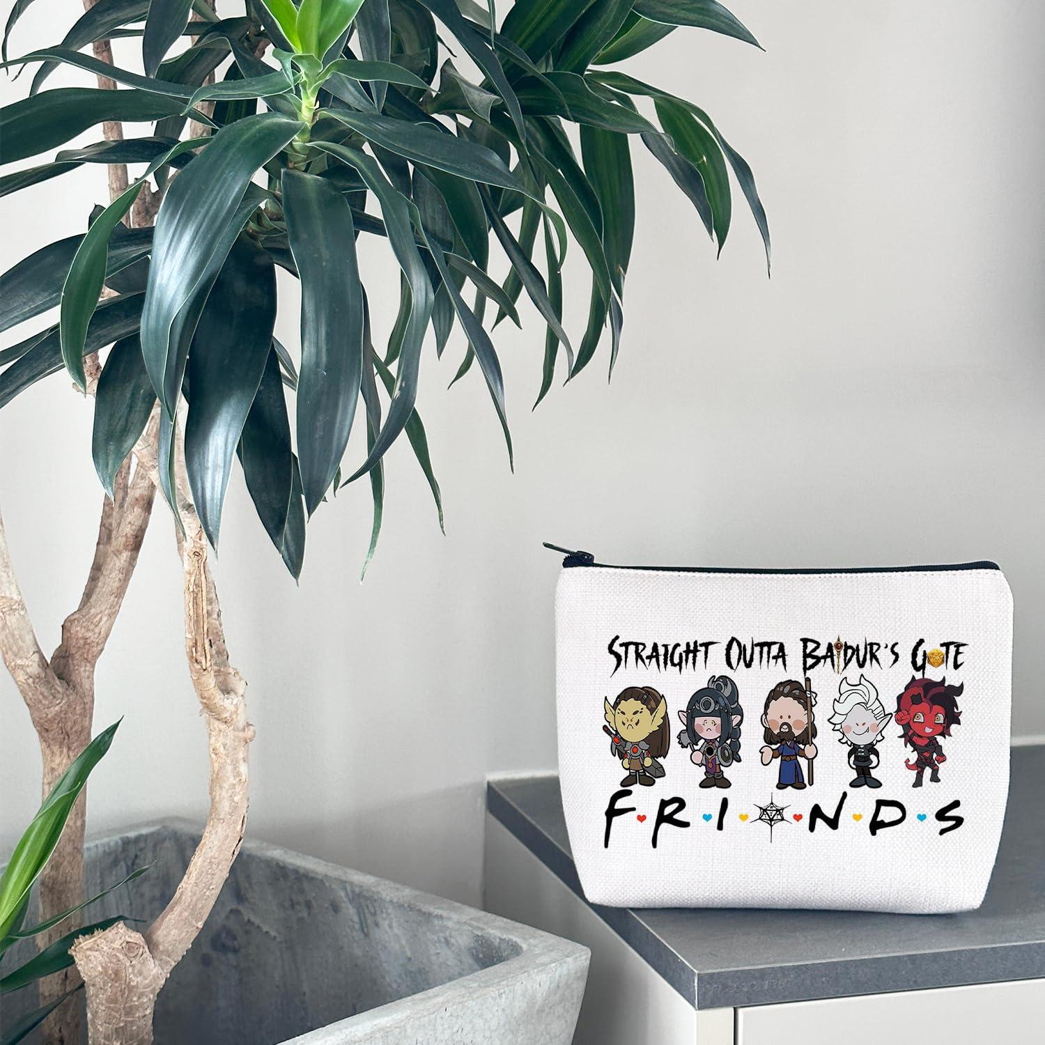 WCGXKO WCGXKO Novelty Gamer Gift Straight Outta Baldurs Gate Zipper Pouch Makeup Bag (B-Outta Baldur Gate), beige