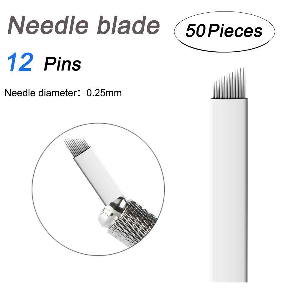 Dr.Pedi Microblading Needles Eyebrow Tattoo Pen Blades Permanent Makeup Needles Pins Microblade Supplies Sloped 18 pin white 50pcs