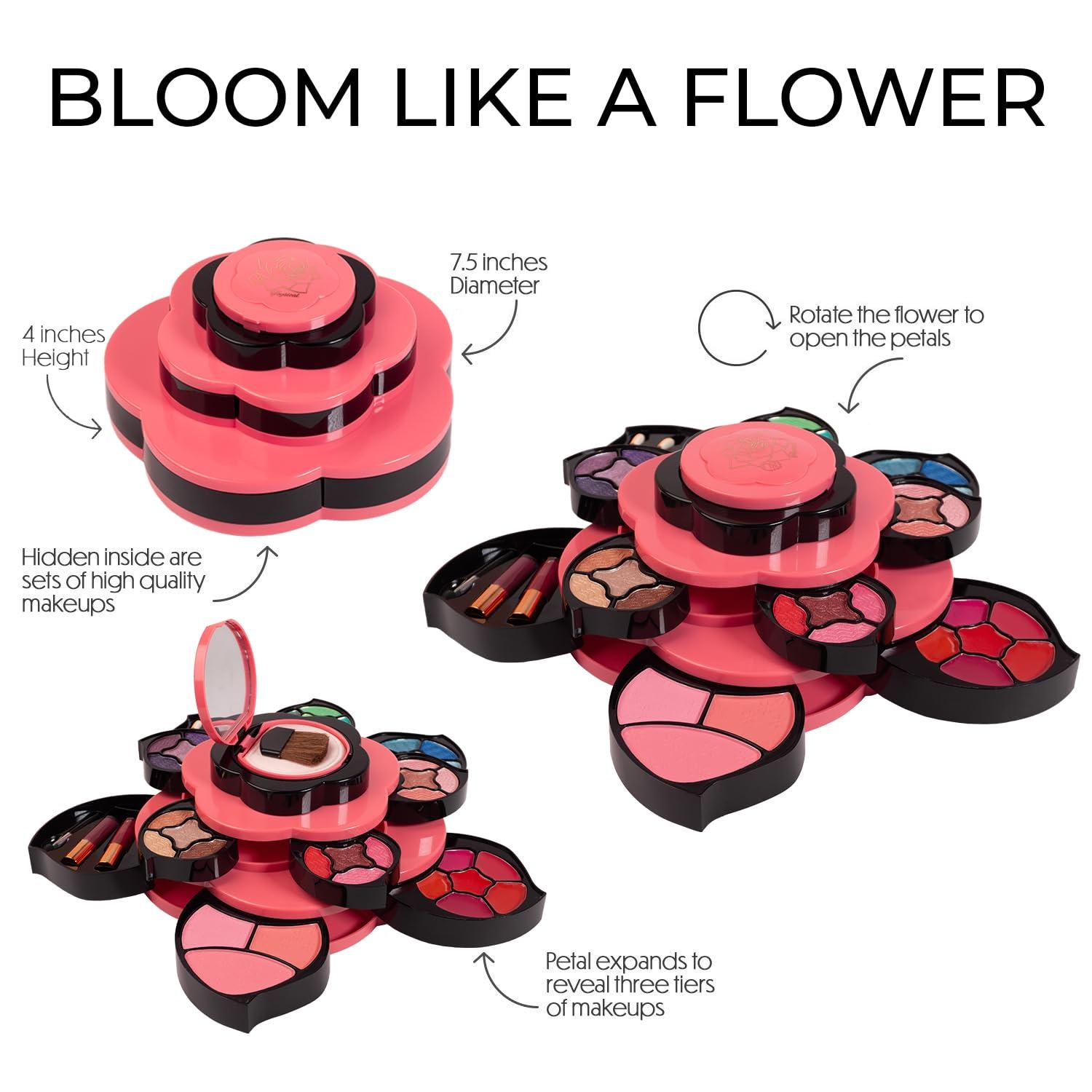 Toysical Toysical Makeup Kit for Teens - Flower Makeup Palette Gift Set for Teen Girls and Women - Makeup for Girls 10-12 - Petals Expand to 3 Tiers - Variety Shade Array - Full Starter Kit for Beginners
