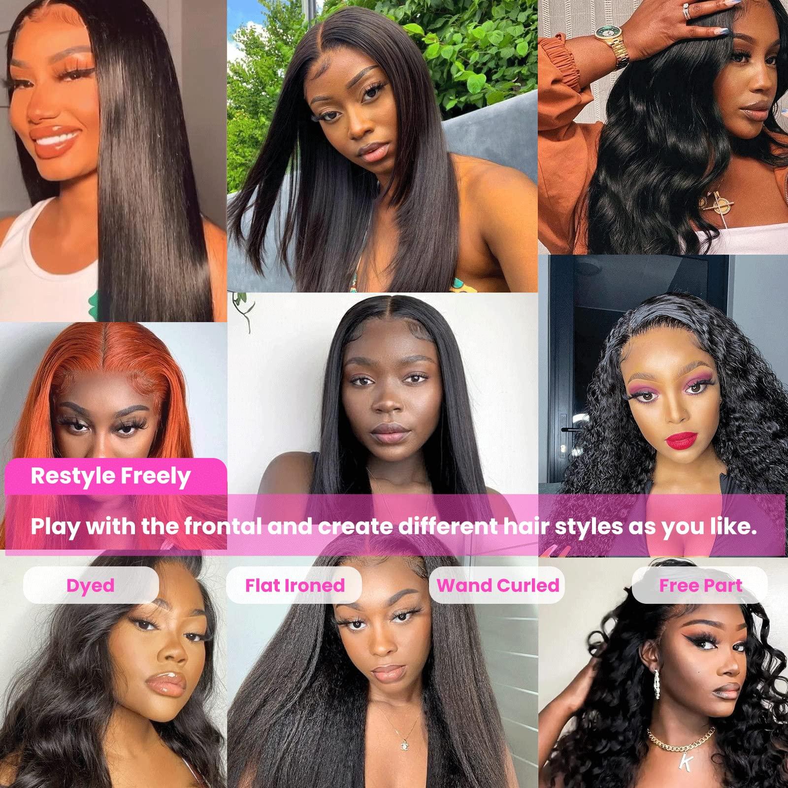 BERRYS FASHION BERRYS FASHION HD Lace Frontal 13x4 13x6 Human Hair 12A, Ear to Ear Lace Frontal Closure, Transparent Lace Frontal Only, Body Wave Straight, 100% Brazilian Virgin Human Hair, Pre Plucked Hairline, 16\"