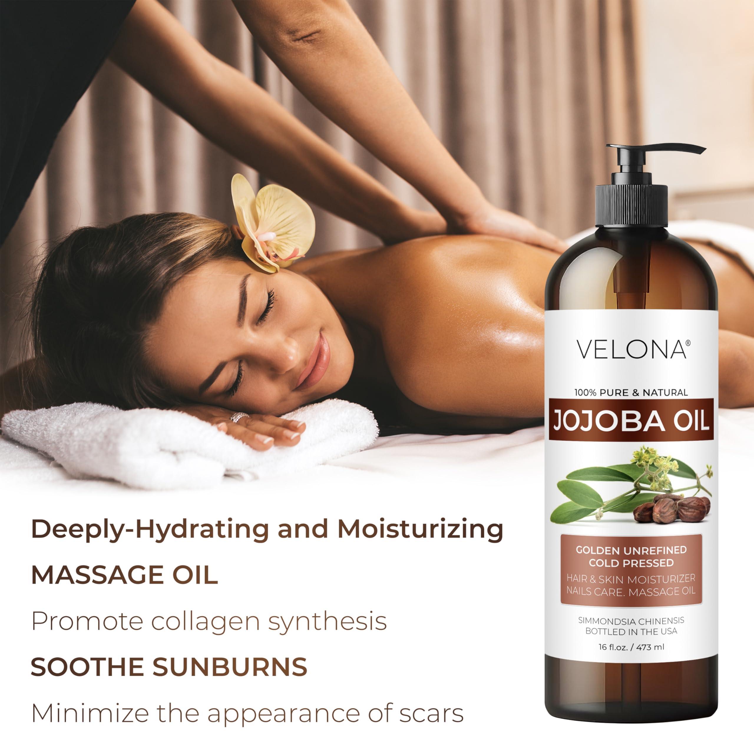 velona Jojoba Oil - 64 oz | 100% Pure and Natural | Golden, Unrefined, Cold Pressed, Hexane Free | Moisturizing Face, Hair, Body, Skin Care, Stretch Marks, Cuticles