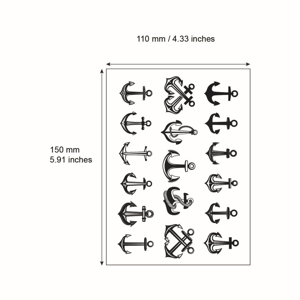 SanerLian SanerLian Anchor Ship Temporary Tattoo Sticker Waterproof Adult Men Women Hand Arm Shoulder 15X11cm Set of 2 (SF6106)