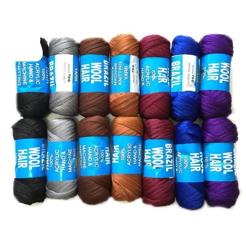 HUFFA HUFFA 14 Bundles 70g Per Bundle Brazilian Wool Hair Low Temperature Flame Retardant Synthetic Fiber for Braiding(Blue)