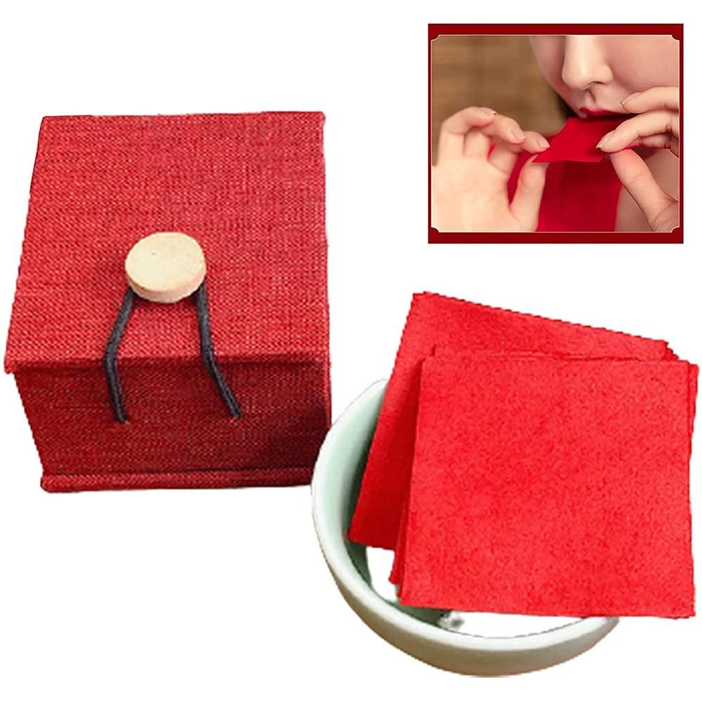 SHENGSHIYU SHENGSHIYU 12pcs Ancient Chinese Style Red Lip Paper Bite Paper Classic Makeup Rouge Moisturizing Lipstick Sexy Red Lip Beauty Cosmetics,Wife, Women,RoseRed-5X5cm