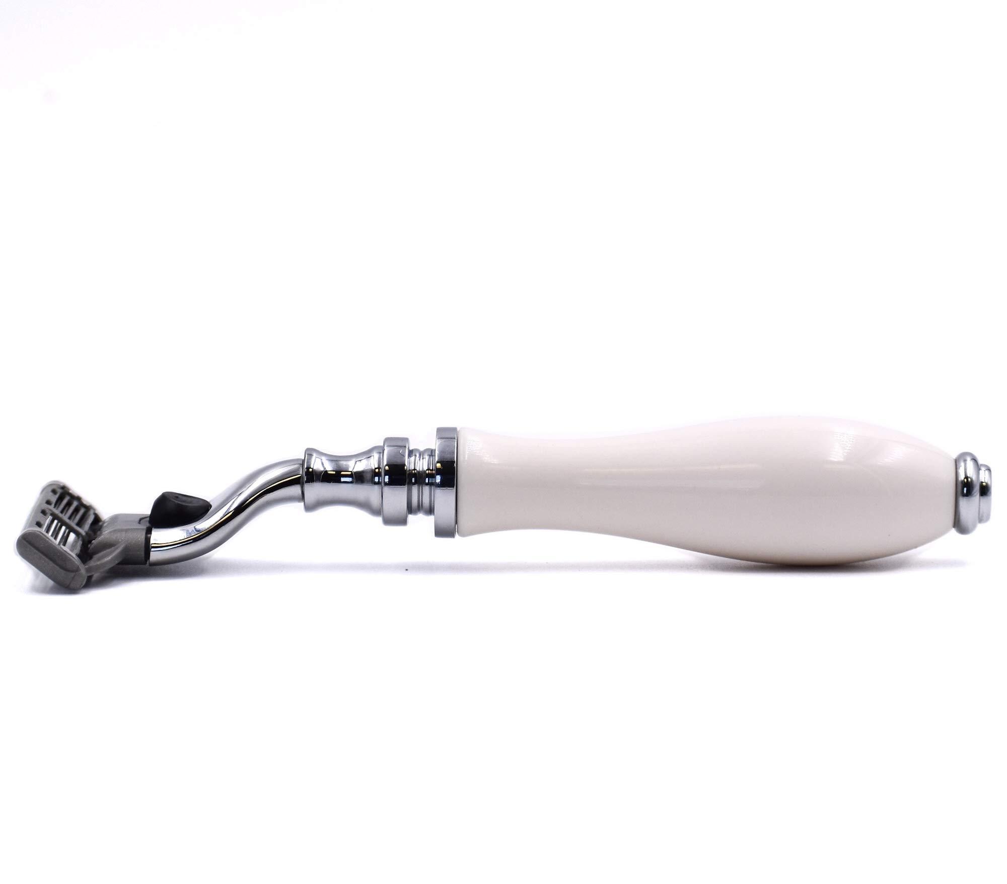 Parker Safety Razor Parker  Deluxe Mach 3 Razor with Triple Blades for Close Shave  Premium White Resin Handle with Chrome Trim