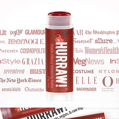 HURRAW! Hurraw! Black Cherry Tinted Lip Balm: (Sheer Red Tint) Organic, Certified Vegan, Cruelty and Gluten Free. Non-GMO, 100% Natural Ingredients. Bee, Shea, Soy and Palm Free. Made in USA