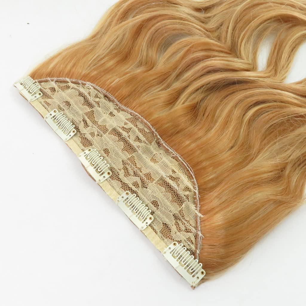 RemeeHi RemeeHi Thick Long Wavy One Piece Clips in 100% Real Human Hair Extension Easy Wear Traceless Hairpieces for Women Thin Hair 26 Inch-120g #16 Light Blonde