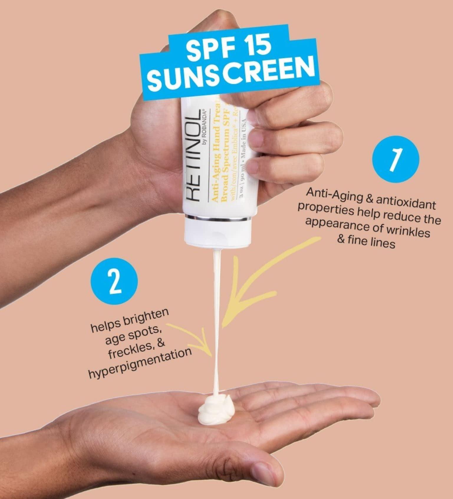 Robanda Robanda Retinol Anti-Aging Hand Treatment ? Broad Spectrum SPF 15 + Retinol Cream to Repair Dry Skin, 2 pack